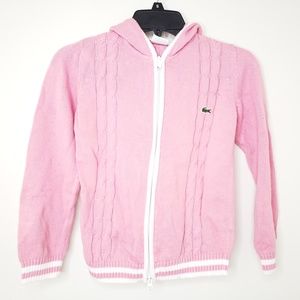 Lacoste Pink Zip Hooded Sweatshirt Jacket Size 10